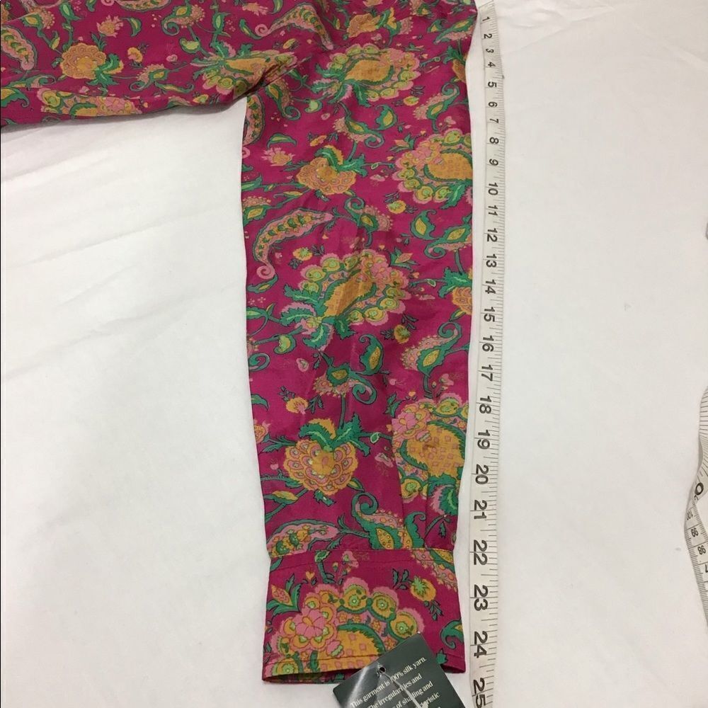 Ralph Lauren Pink Floral Long Sleeve Blouse 100% Silk Size Small - Picture 9 of 9